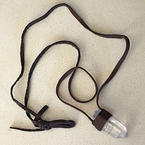 Vintage Quartz and Leather Necklace